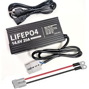 12V/ 12.8V 20A LiFePO4 Lithium Battery Charger 14.6V 20Amp Smart Charger with Anderson Connector LED Indicator Special for LiFePO4 Deep Cycle 50AH-280AH Batteries Charger