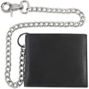 F&L CLASSIC RFID Blocking Mens bi-fold Style Cowhide Leather Steel Chain Wallet, brown Flying Eagle,texas 300