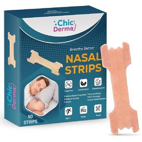 Nasal Strips for Snoring 50 Pieces, Nose Strips to Stop Snoring and Airflow Support, Nasal Congestion Anti Snoring Strips for Men Women, Nose Tape for Sports and Sleep (50)