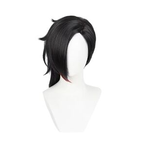 VI Cosplay Wig Women Halloween Assume Short Black Red Canthetic Hair with Wigcap
