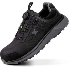 ESD Shoes for Men, Alloy Toe Safety Freelock Fit Quick Lacing System Static Proof, Waterproof, Puncture Proof, Oil and Slip Resistant, Lightweight Industrial Work Shoe Sneakers