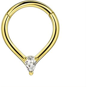 FANSING 316L Surgical Steel Teardrop Piercing Rings for Septum Daith