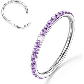 Bodybonita G23 Titanium أنف حلقات الأطواق - AB/قوس قزح/CLAL CZ الأنف الثقب 16/18/20G حلقات الحاجز الغضروفية حلزوني روك Tragus Lebe أقراط الجسم المجوهر
