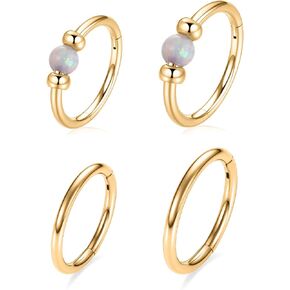 FUNLMO 3Pcs Nose Rings 316L Surgical Steel Septum Rings Tragus Helix Conch Rook Daith Piercing Jewelry Cartilage Earring Lip Rings for Women Men