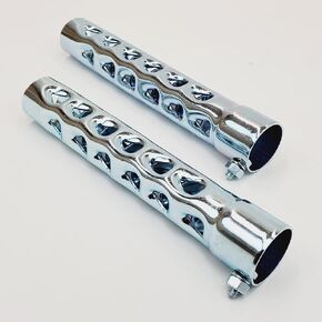 8" LONG Exhaust Baffles for 1-1/2" OD Exhaust Pipes & Mufflers – Noise Reducer/Silencer - SOLD AS A PAIR w/Mounting Nut & Bolt – Galvanized Steel – Motorcycle, Harley, Chopper, Bobber, Cafe Racer