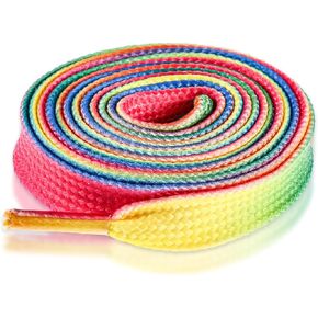 Ouligay 2 Pairs Colored Rainbow Shoe Laces for Sneakers 10mm Wide Colorful Flat Shoelaces Shoe Strings for Sneakers 47 Inch Long Shoestrings for Adults Men Women 120cm