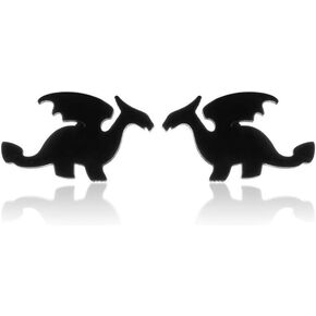 Punk Animals Earrings Black Men's Earrings Dinosaur Spider Bat Wolf Stainless Steel Little Stud Earrings Piercing Jewelry Earrings for Women Men in Saudi Arabia