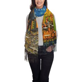 Cafe Terrace On Forum Square Van Gogh Soft Blanting Darf Long Warm Shaw Wraps for Women