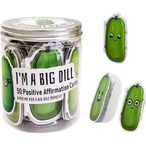 BBJ WRAPS Positive Pickle, Emotional Support Pickles, Mini Affirmation Card Jar, 50 Unique Messages, Positive Pickle Affirmation Cards, Funny Gifts Decorative Jar for Anxiety Relief