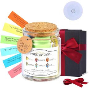 Bible Verse Jar with 90 Scripture Cards & 6 Color-Coded Emotions - Cork Glass Jar for Christian Gifts for Women, Perfect for Easter & Mother's Day Spiritual Comfort Gift, Gifts for Mom