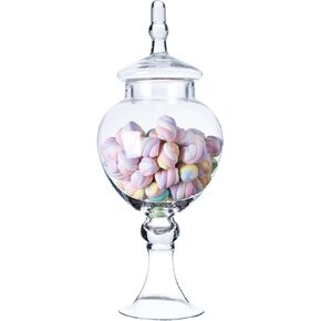 Diamond Star Clear Glass Apothecary Jars, Large Candy Buffet Display, Elegant Storage Jar, Decorative Wedding Candy Organizer Canisters (Height: 16.5" Body: 6.5")