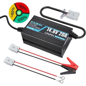 12V 20A شاحن بطارية الليثيوم 14.6V LIFEPO4 شاحن البطارية ل 12.8V LIFEPO4 ليثيوم البطارية العميقة القابلة لإعادة الشحن 0V شاحن 12 فولت مع 2 موصلات ل RV ، قارب ، سيارة ، البحرية ، الطاقة الشمسية