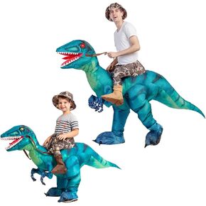 GOOSH Halloween Costumes Boys Girls Inflatable Dinosaur Costume 48IN for Kids and Inflatable Dinosaur Costume 72IN for Aldults Bundle