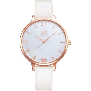 Creative Simplicity Women Watch Genuine Leather Elegant Women Watches Ladies Business Wristwatch(Black)