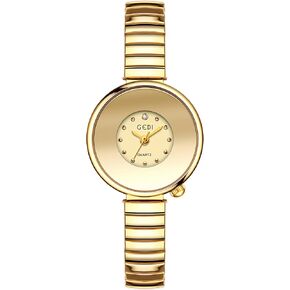 Gosasa Dainty Women's Quartz Watch Easy Reader Vintage Bracelet Watch with Stainless Steel Expansion Band Stylish Gold & Silver Ladies Wristwatch - Comfortable Fit The Wrists of 5.9in - 6.5in