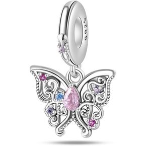 Cycuff 925 Sterling Silver Charms مناسبة للأسوار السحر ، و Harm Netmaces Jewelery Gift for Women Family Friends (Charm Classic Butterfly Charm)