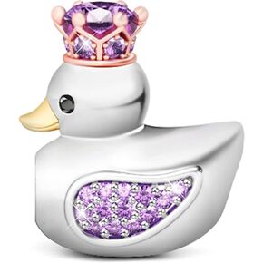 GNOCE 925 Sterling Silver Duck Charms for Bracelet Animal Pendant Jewelry Duck Queen Charm For Women Gift