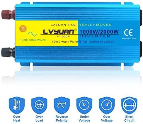 LVYUAN 1500 Watt Inverter Pure Sine Wave Inverter 12V to 110V DC to AC with LCD Display, 3 U.S. Outlet, USB Charger Ports, Car Power Inverter for Vehicles, RV, Outdoor, Home in Saudi Arabia