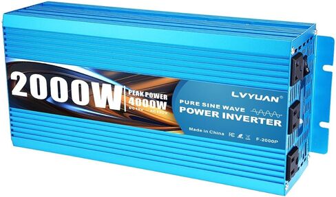 LVYUAN 1500 واط العاكس موجة جيبية نقية 12 فولت إلى 110 فولت تيار مستمر إلى تيار متردد مع شاشة LCD، 3 منافذ الولايات المتحدة، منافذ شاحن USB، عاكس طاقة السيارة للمركبات، RV، في الهواء الطلق، المنزل in Kuwait