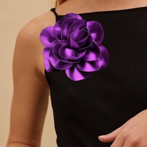 2Pack 6inch Extra Large Satin Brooches Lapel Pins Dainty Elegant Fabric Camellia Rose Flower Brooch Pin for Women Wedding Part Dance Clothes Accessories Jewelry in Saudi Arabia