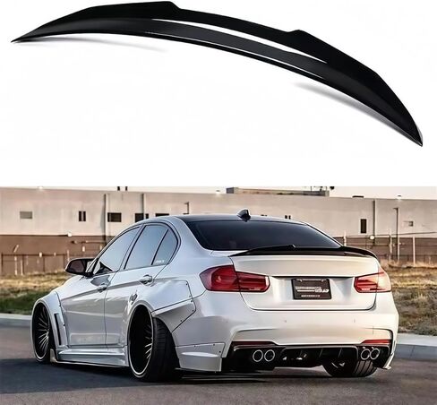 Rear Spoiler Compatible with 2006-2011 BMW E90 3 Series & 2008-2012 M3 Sedan, Glossy Black PSM Style Trunk Exterior High Kick Tail Deck Lid Wing Lip Splitter in Saudi Arabia