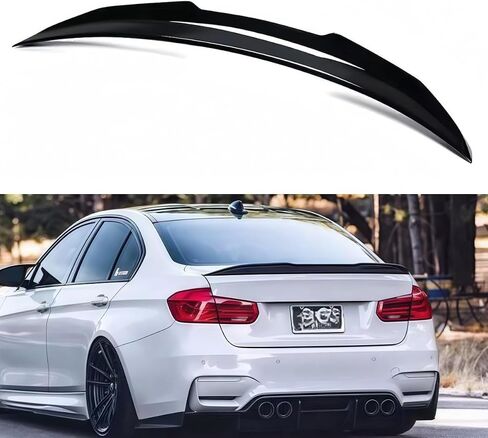 Rear Spoiler Compatible with 2006-2011 BMW E90 3 Series & 2008-2012 M3 Sedan, Glossy Black PSM Style Trunk Exterior High Kick Tail Deck Lid Wing Lip Splitter in Saudi Arabia