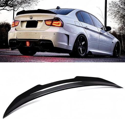 Rear Spoiler Compatible with 2006-2011 BMW E90 3 Series & 2008-2012 M3 Sedan, Glossy Black PSM Style Trunk Exterior High Kick Tail Deck Lid Wing Lip Splitter in Saudi Arabia
