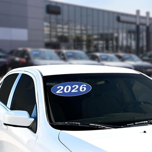 ملصقات نافذة Versa Tag 2023 بيضاوية الشكل لنوافذ تاجر السيارات مصنوعة بفخر في الولايات المتحدة الأمريكية، ملصقات Versa البيضاوية للزجاج الأمامي لعام 2023 باللون الأصفر والأحمر تأتي من اثني عشر (12) في العبوة in Kuwait