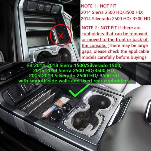 TACOBRO Center Console Organizer Compartment Cover Compatible with 2014-2018 Sierra/Silverado 1500 Accessories 2015-2019 Silverado/Sierra 2500 3500HD Insert Secret Pocket Lid Hidden Tray, Black in Saudi Arabia