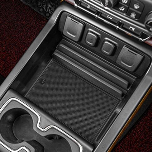TACOBRO Center Console Organizer Compartment Cover Compatible with 2014-2018 Sierra/Silverado 1500 Accessories 2015-2019 Silverado/Sierra 2500 3500HD Insert Secret Pocket Lid Hidden Tray, Black in Saudi Arabia