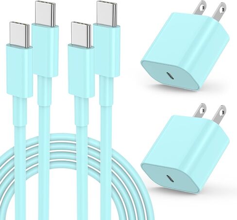 for iPhone 15 Fast Charger and 10ft Type C to C Cable Cord Long, 20W USB C Charging Block for Apple iPhone 15 Plus/15 Pro Max,iPad Pro 12.9/11 inch/4/3 th/Air/Mini,Wall Plug Power Adapter Cube Purple in Saudi Arabia