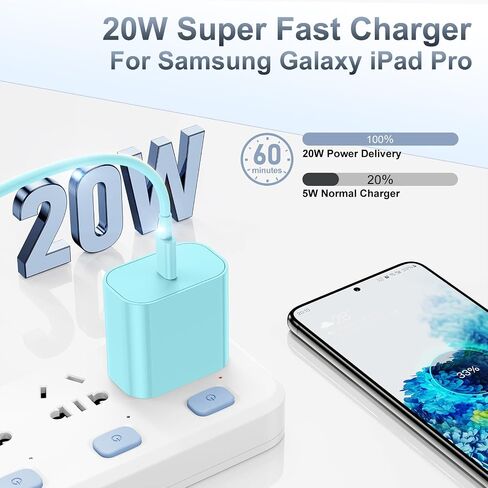 for iPhone 15 Fast Charger and 10ft Type C to C Cable Cord Long, 20W USB C Charging Block for Apple iPhone 15 Plus/15 Pro Max,iPad Pro 12.9/11 inch/4/3 th/Air/Mini,Wall Plug Power Adapter Cube Purple in Saudi Arabia