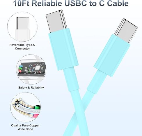 for iPhone 15 Fast Charger and 10ft Type C to C Cable Cord Long, 20W USB C Charging Block for Apple iPhone 15 Plus/15 Pro Max,iPad Pro 12.9/11 inch/4/3 th/Air/Mini,Wall Plug Power Adapter Cube Purple in Saudi Arabia
