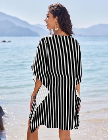AI'MAGE Womens Swimsuit Cover Up Button Down Bathing Suit Coverups 3/4 Sleeve Beachwear Oversized Bikini Shirt Dresses S-XXL in Saudi Arabia