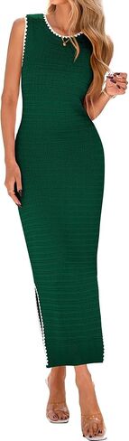 BTFBM Womens متماسكة bodycon midi فستان غير رسمي بلا أكمام انظر من خلال التستر على الفساتين in Saudi Arabia