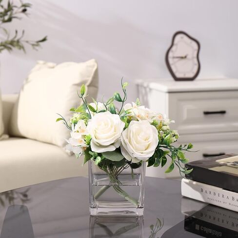 Square Clear Glass Vases Set of 6, 5" x 5" x 5" Flower Vases for Centerpieces, Square Vase for Centerpieces, Small Vase for Wedding, Party, Home Office Decoration in Saudi Arabia