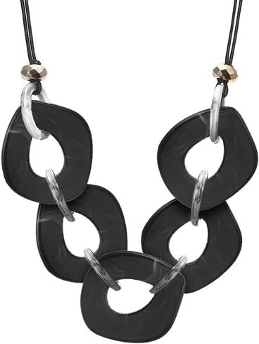 Marbling Contrast Colored Acrylic Disc Jewelry Set - Chunky Necklace and Dangle Earrings for Women Bohemian Style Jewelry in Saudi Arabia