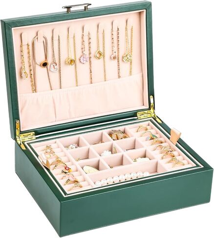 Small Jewelry Organizer for Women, 2-Layer Travel Jewelry Box with Portable Case, Necklace Ring Storage for Dresser, Girls Teens Gifts (Black) in Saudi Arabia