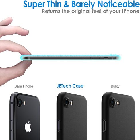 حافظة JETech رفيعة للغاية (0.35 ملم) لهاتف iPhone SE 3/2 (موديل 2022/2020) iPhone 8/7 مقاس 4.7 بوصة، غطاء عدسة الكاميرا حماية كاملة، حافظة خفيفة الوزن غير لامعة من البولي بروبيلين (أسود) in Kuwait