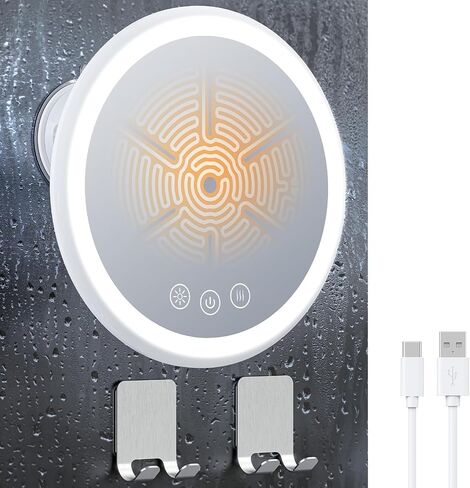 Gospire 3X Heated Shower Mirror Fogless for Shaving, 5000mAh Battery, 360° Swivel & Magnetic Design, 8.3" Anti-Fog Shower Shaving Mirror with 3 Color Dimming Lights, Includes 2PCS Adhesive Hooks in Saudi Arabia