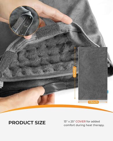 CooCoCo Heating Pad Cover, Crystal Velvet Cover for 12'' x 24'' Heating Pad, Soft Replacement Cover, Washable Cover for Electric Heating Pad, Cover ONLY, Gray in Kuwait