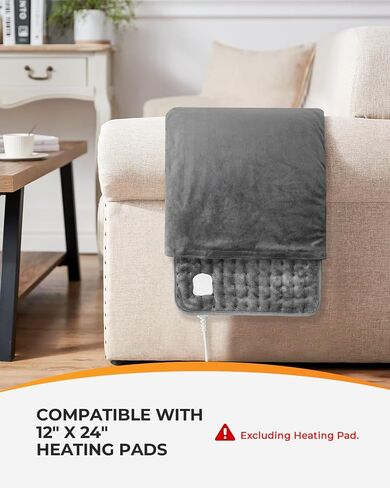 CooCoCo Heating Pad Cover, Crystal Velvet Cover for 12'' x 24'' Heating Pad, Soft Replacement Cover, Washable Cover for Electric Heating Pad, Cover ONLY, Gray in Kuwait