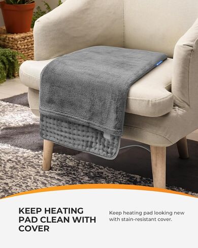 CooCoCo Heating Pad Cover, Crystal Velvet Cover for 12'' x 24'' Heating Pad, Soft Replacement Cover, Washable Cover for Electric Heating Pad, Cover ONLY, Gray in Kuwait