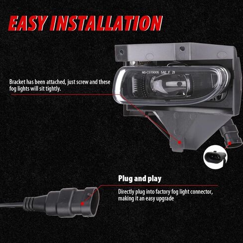 LED Projector Fog Lights Compatible with 1999-2002 GMC Sierra 2000-2006 GMC Yukon/Yukon XL Pickup Truck DOT Approved-Clear Lens in Kuwait