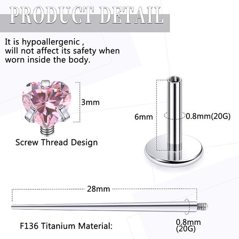 20G 18G 16G داخليًا متمة ASTM F136 Titanium أنف أنف رنين الأزرار المسطحة الظهر الأزرار G23 Titanium tragus helix الأقراط الغضروف in Saudi Arabia