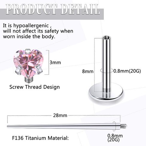 20G 18G 16G داخليًا متمة ASTM F136 Titanium أنف أنف رنين الأزرار المسطحة الظهر الأزرار G23 Titanium tragus helix الأقراط الغضروف in Saudi Arabia