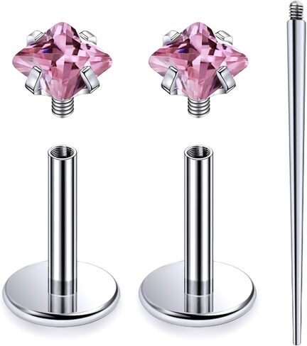 20G 18G 16G داخليًا متمة ASTM F136 Titanium أنف أنف رنين الأزرار المسطحة الظهر الأزرار G23 Titanium tragus helix الأقراط الغضروف in Saudi Arabia