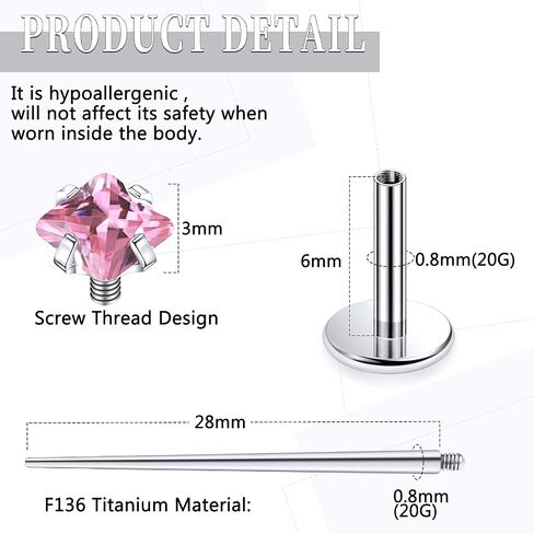 20G 18G 16G داخليًا متمة ASTM F136 Titanium أنف أنف رنين الأزرار المسطحة الظهر الأزرار G23 Titanium tragus helix الأقراط الغضروف in Saudi Arabia