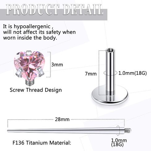 20G 18G 16G داخليًا متمة ASTM F136 Titanium أنف أنف رنين الأزرار المسطحة الظهر الأزرار G23 Titanium tragus helix الأقراط الغضروف in Saudi Arabia