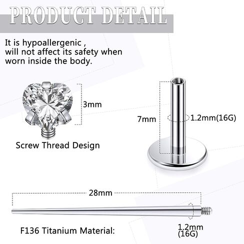 20G 18G 16G داخليًا متمة ASTM F136 Titanium أنف أنف رنين الأزرار المسطحة الظهر الأزرار G23 Titanium tragus helix الأقراط الغضروف in Saudi Arabia